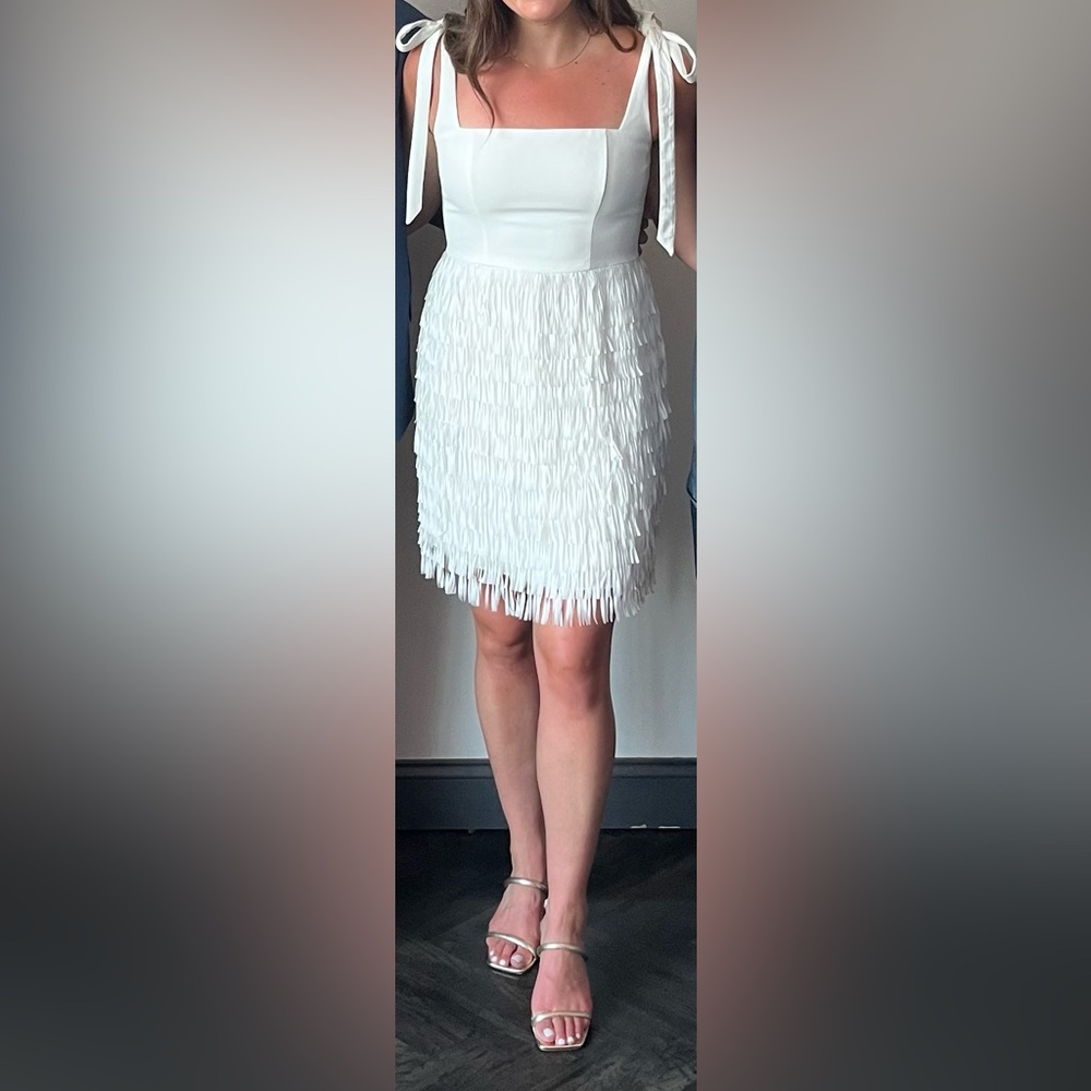 White Fringe Dress